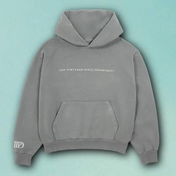Taylor Swift The Tortured Poets Department Grey Hoodie - Picture 1 of 7